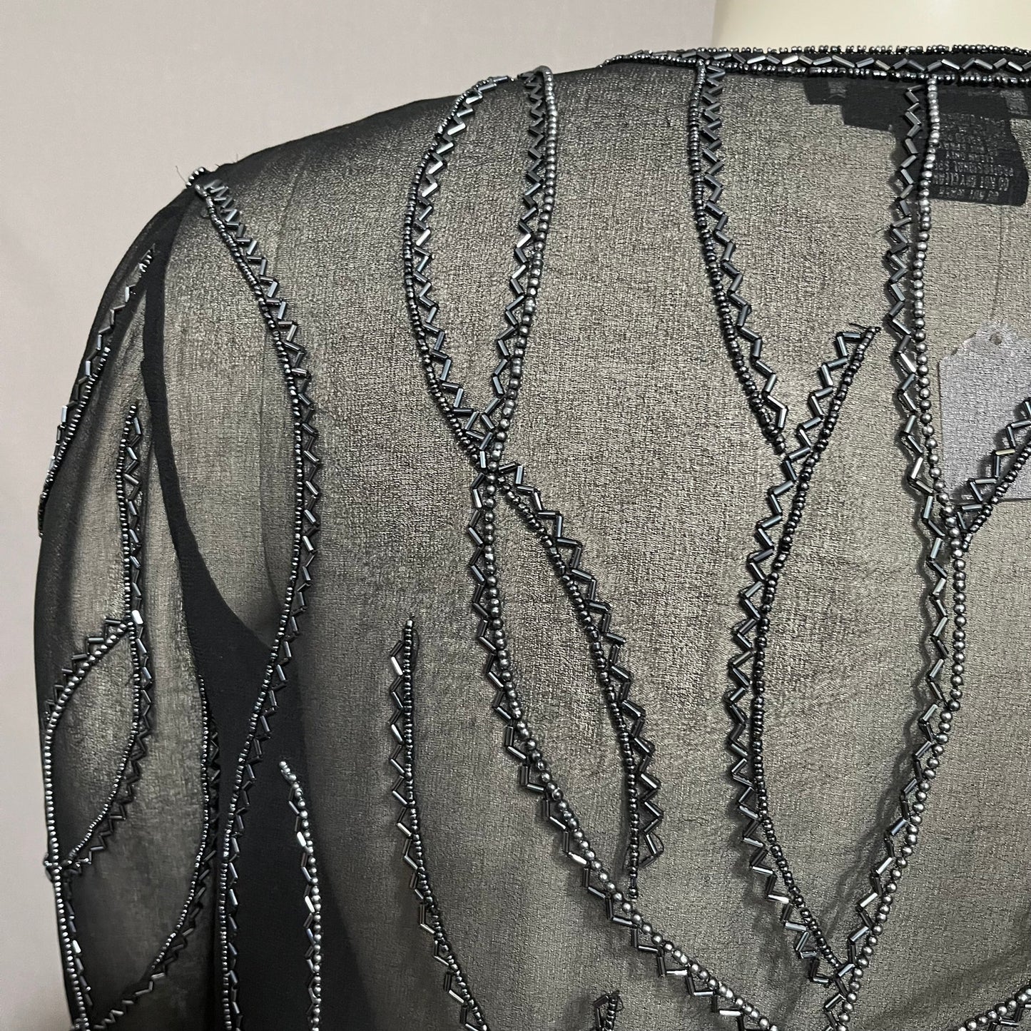 JKara New York Sheer Beaded Open Front Dressy Open Cardigan Blazer Sz-XL
