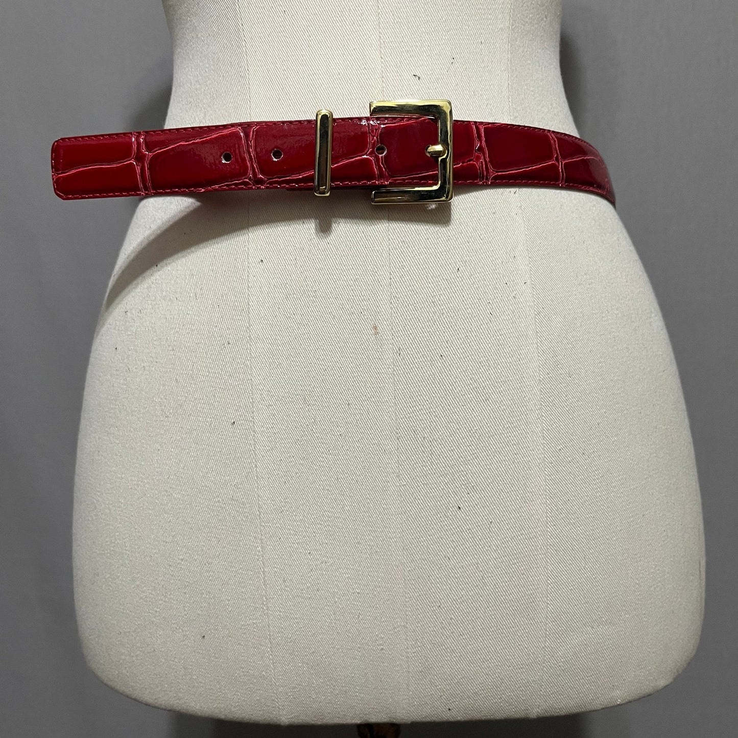Belto Vintage Red Embossed Textured Genuine Leather Belt Sz-Medium