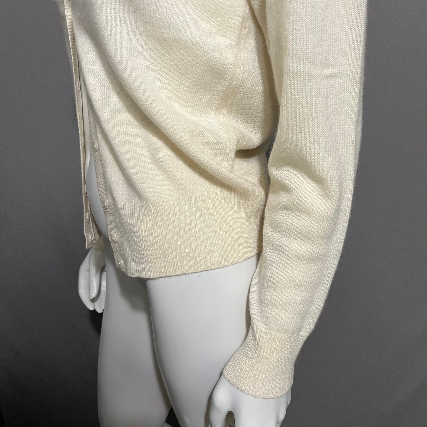 Lord & Taylor Cream 100% Cashmere Button Front Cardigan Sz-Medium Petite