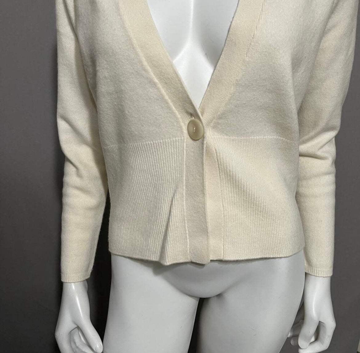 Talbots Cream 100% Cashmere One Button Cardigan Sz-Small Petite