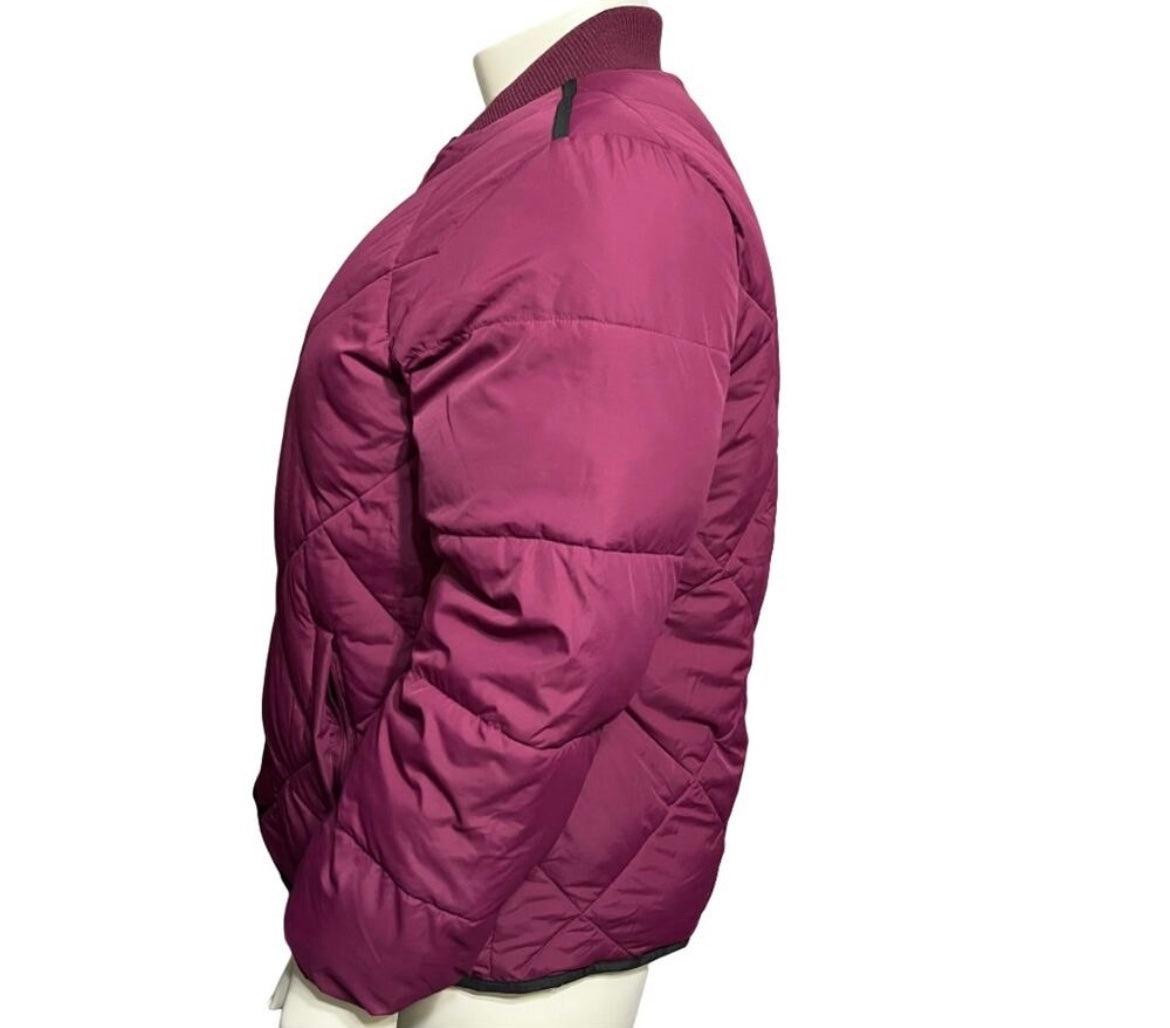 Lands End Pink Puffer Zip Up Bomber Quilted Jacket Sz-XL (18)