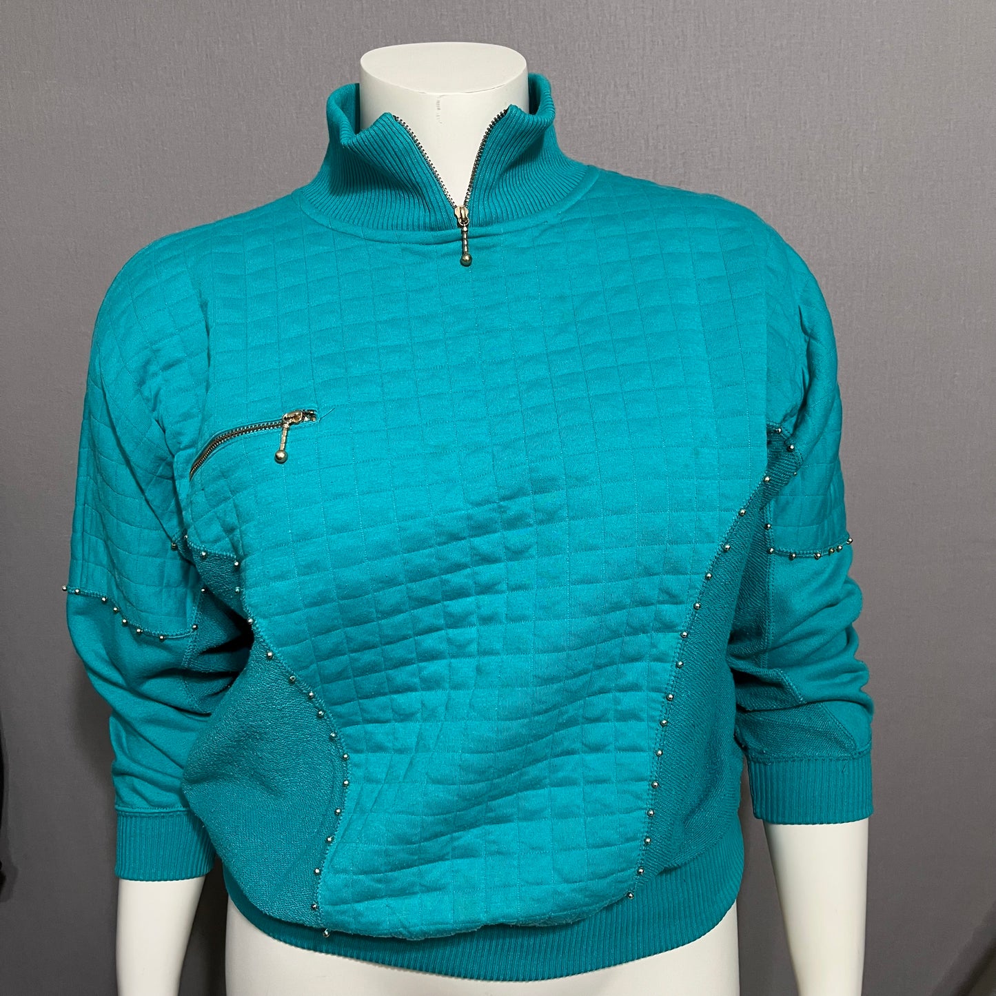 Vintage Turquoise Pullover Lounge Sweater Sz-Medium
