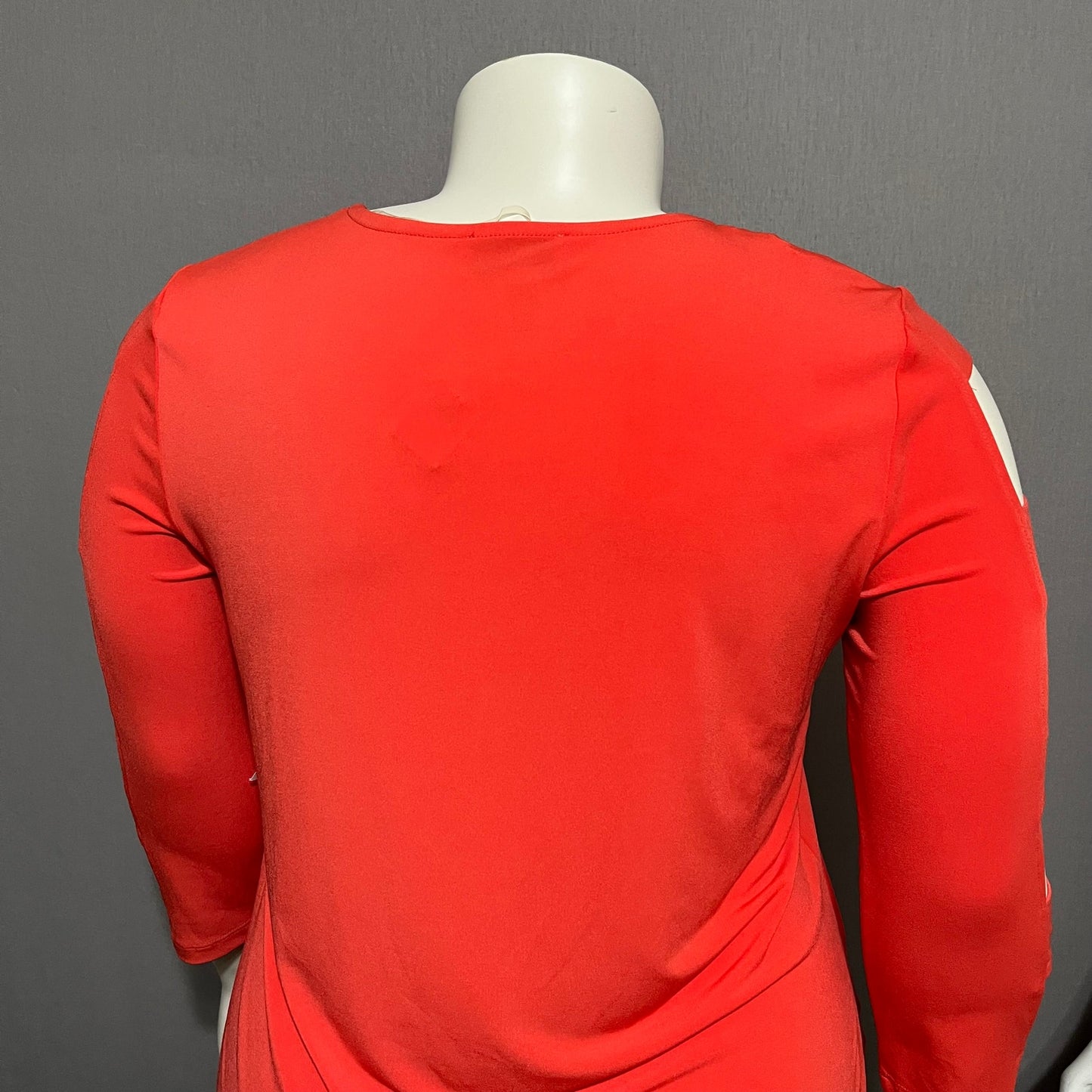 Peck & Peck Orange Cutout Sleeve Knit Casual Vacation Top Sz-XL
