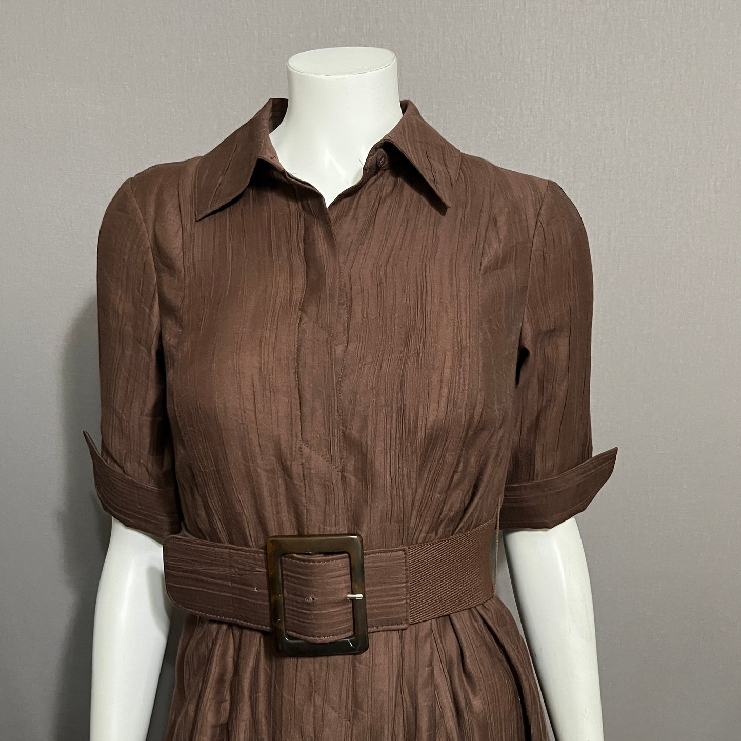 Coldwater Creek Chocolate Brown Shirt With Belt Dress Sz-6