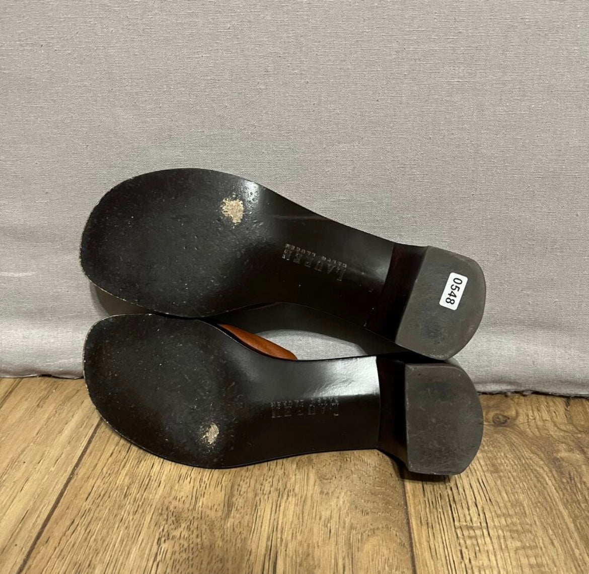Lauren Ralph Lauren Corey Open Toe Leather Buckle Slip On Shoes Sz-7 1/2 B