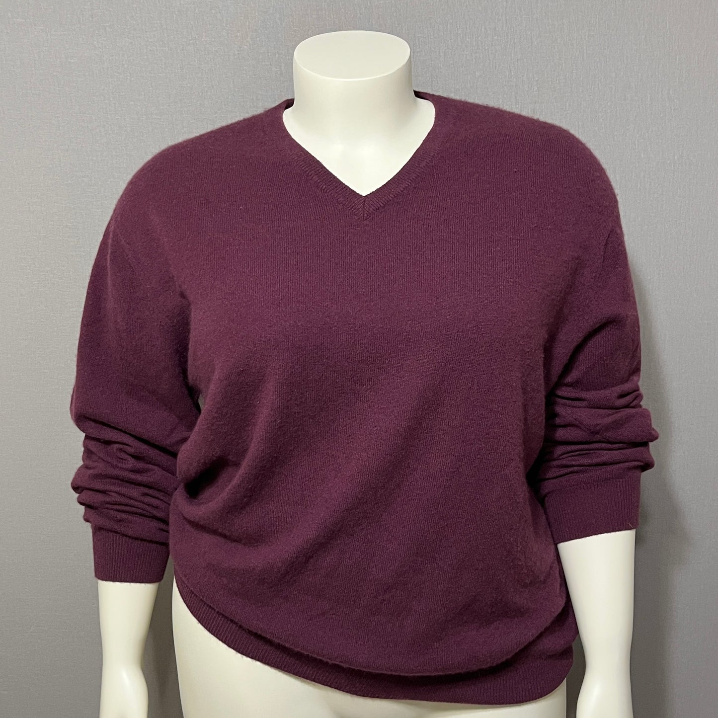 Club Room Burgundy V-Neck 100% Cashmere Sweater Sz-XXL