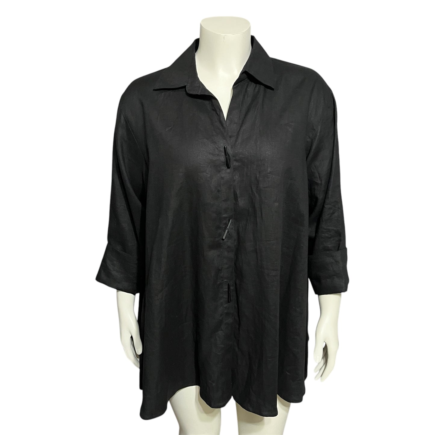 Courtney Washington Black 100% Linen Shirt Sz-XL