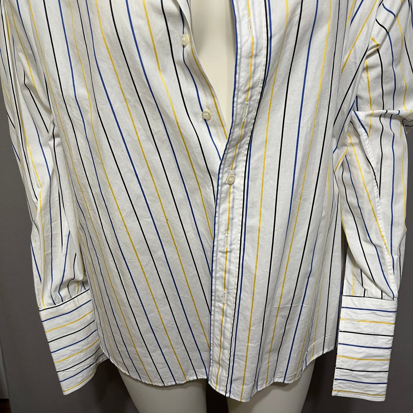 Ingram Cotton Blend Stripe Unisex Collared Shirt Sz-Lg/XL