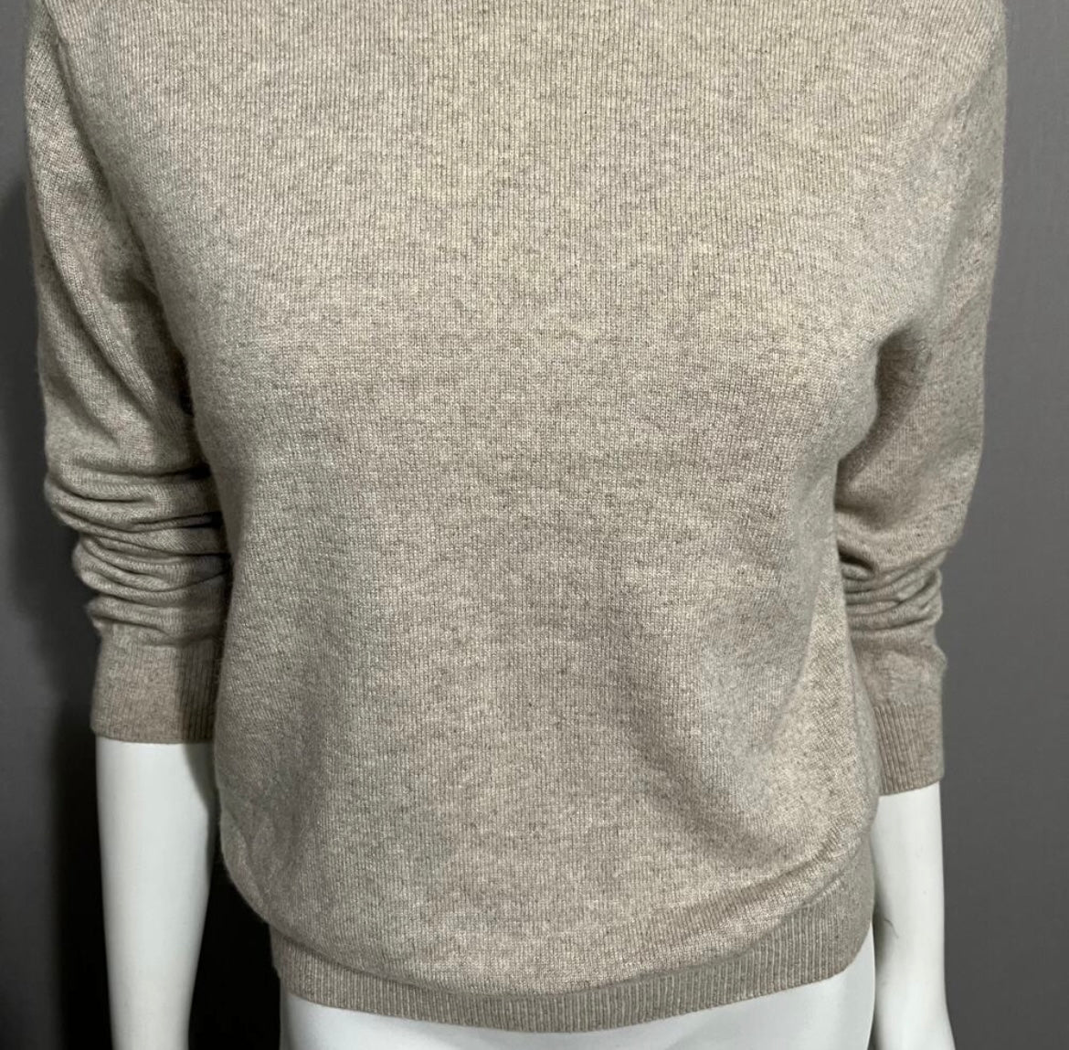 Glen Lyon Taupe Neutral Mock Neck 100% Cashmere Sweater Sz-Small Petite