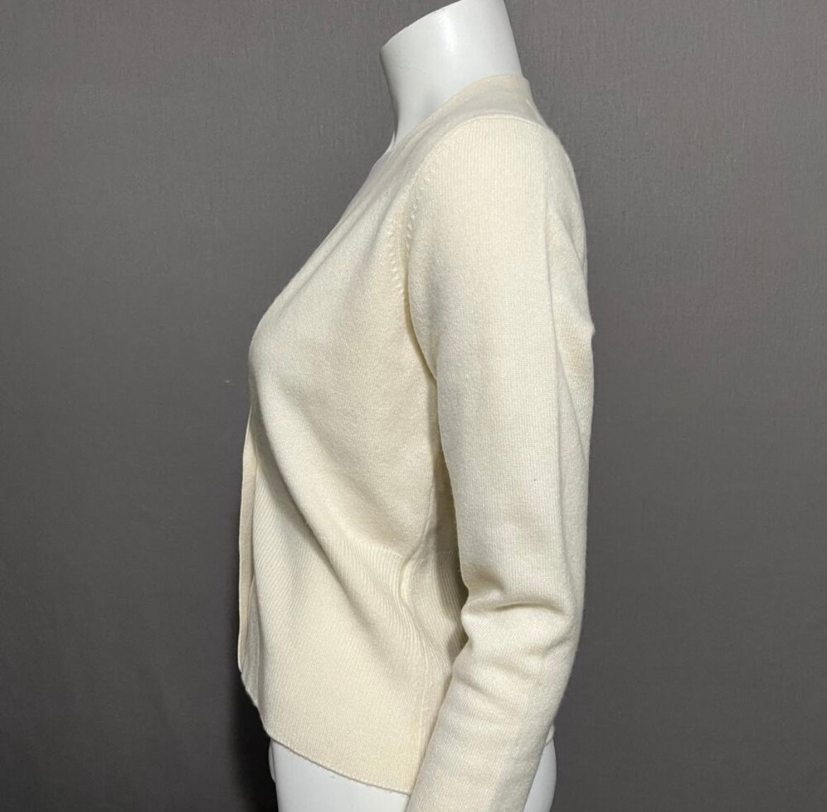 Talbots Cream 100% Cashmere One Button Cardigan Sz-Small Petite
