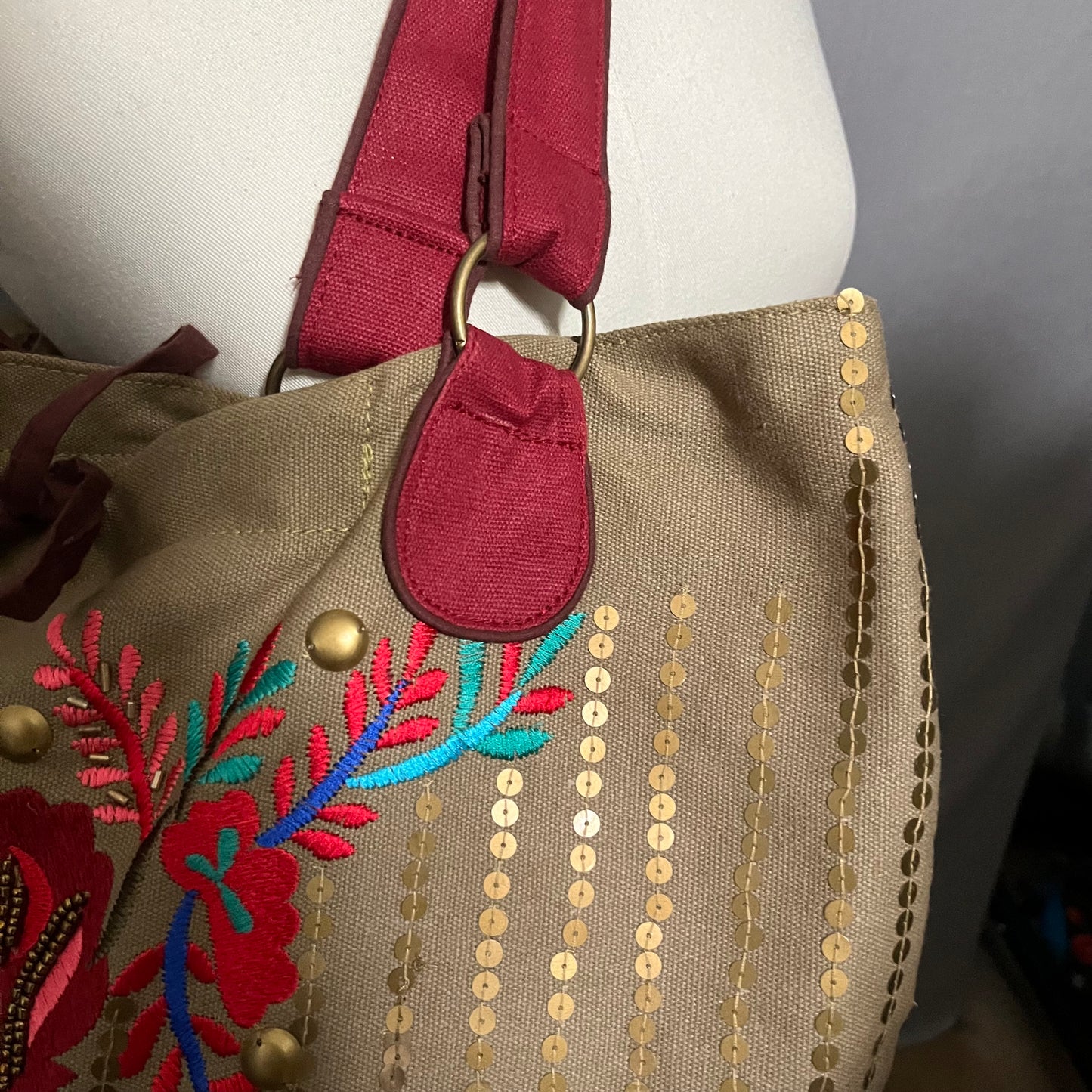 Raga 100% Cotton Embroidered Large Tote Bag-One Size