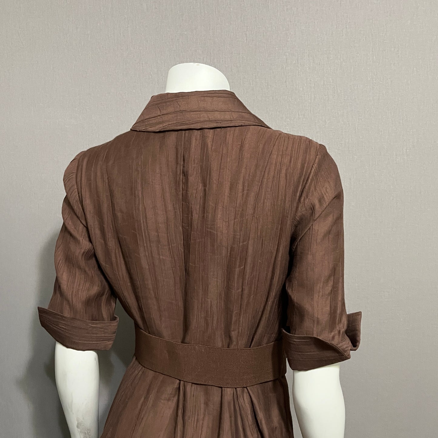 Coldwater Creek Chocolate Brown Shirt With Belt Dress Sz-6
