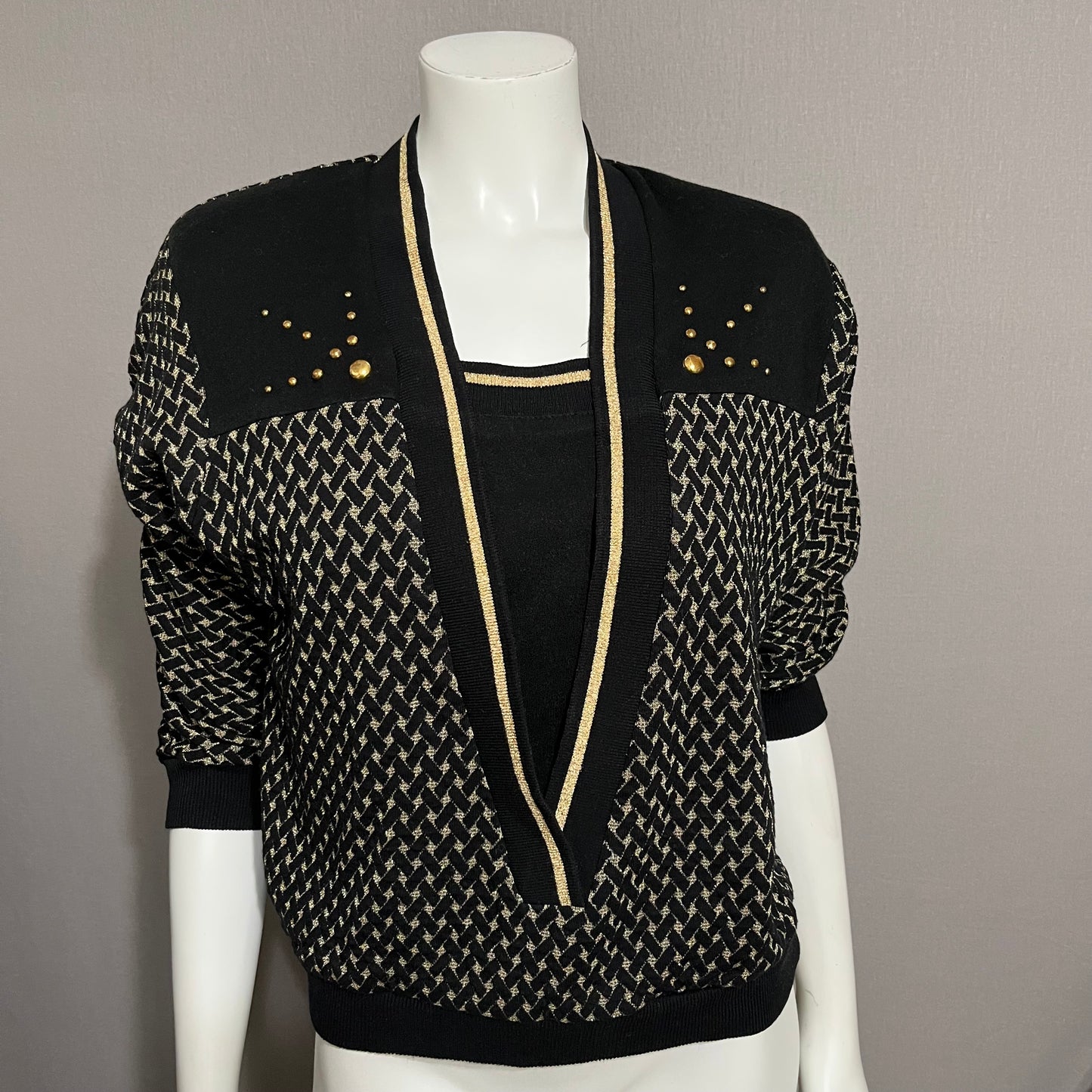 Vintage Graff Black Gold Sparkly Pullover Sweater Sz-Small