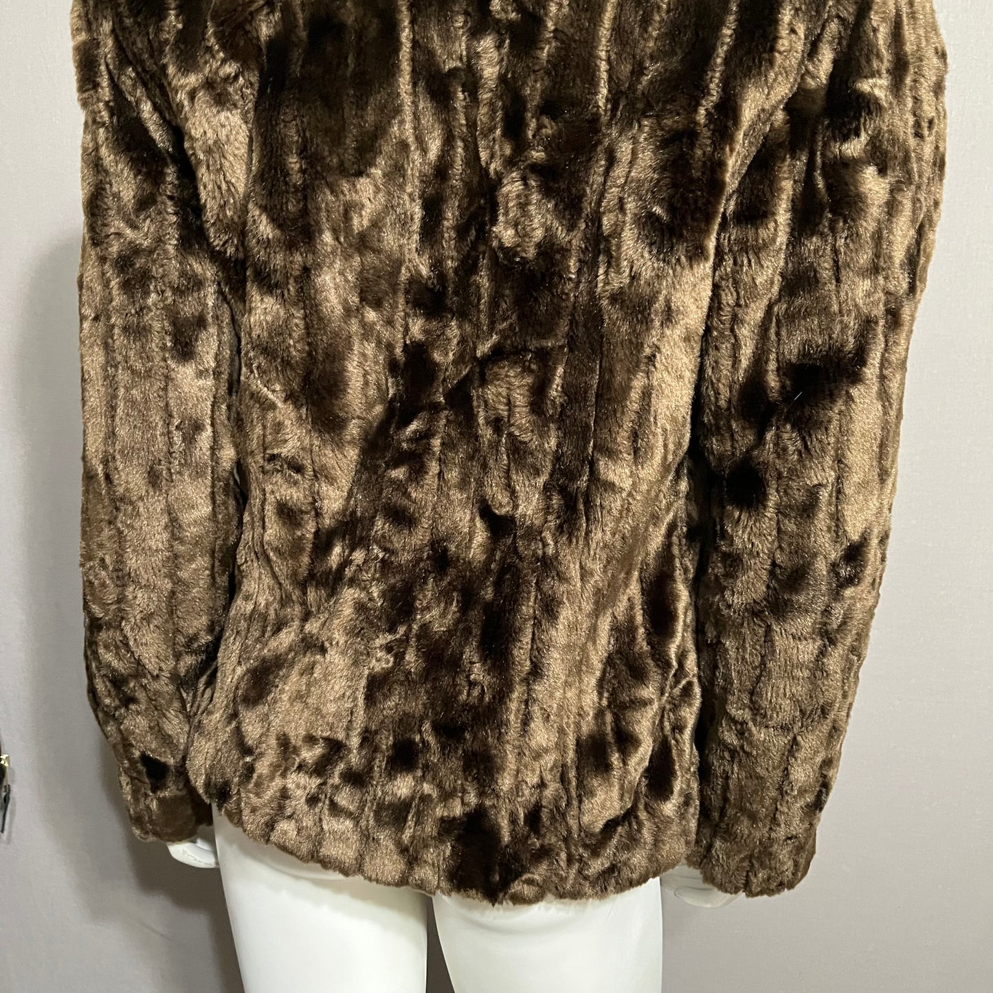 Esprit Chocolate Brown Faux Fur Jacket Sz-Small