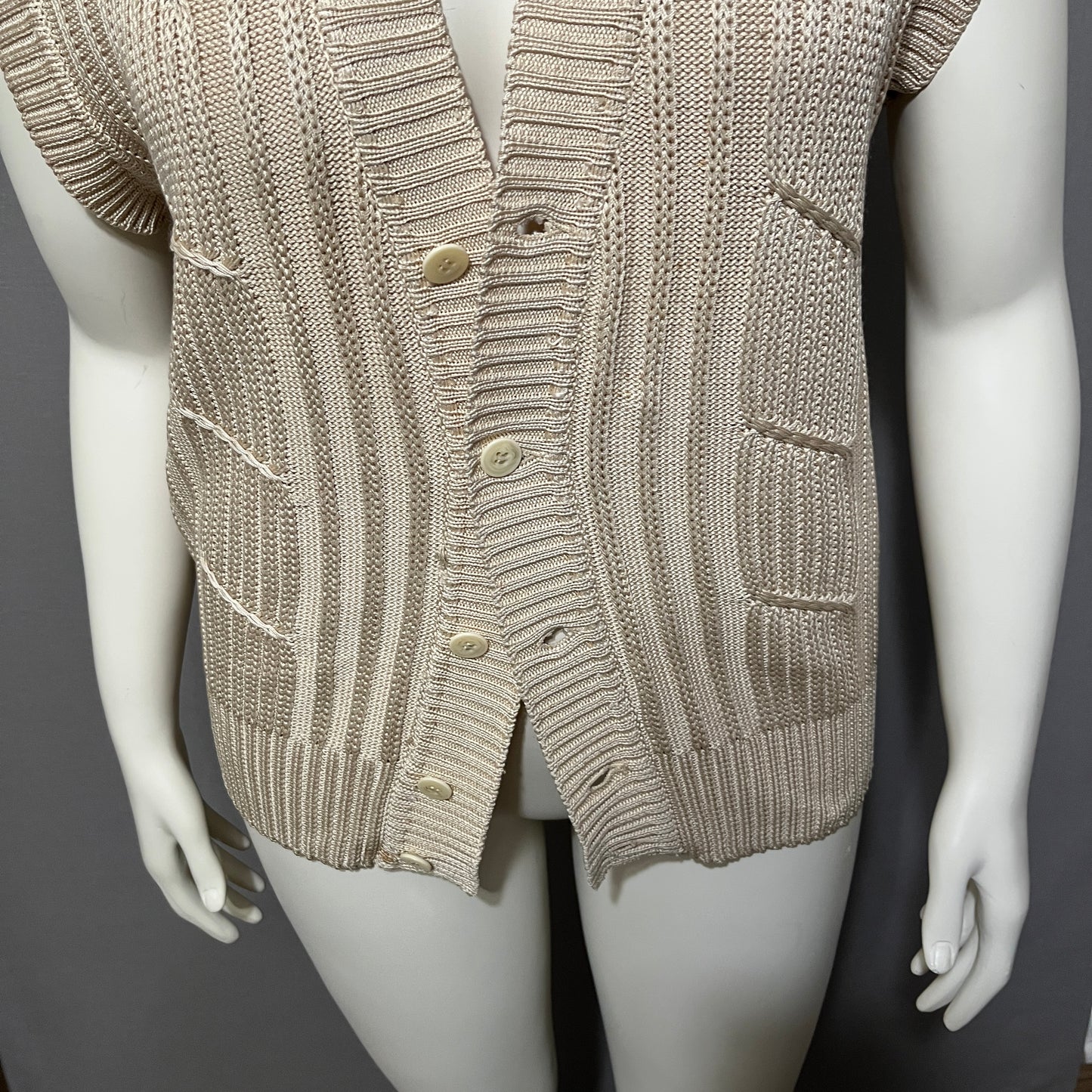 Dunhill 100% Silk Pastel Sleeveless Vest Cardigan Sz-Small