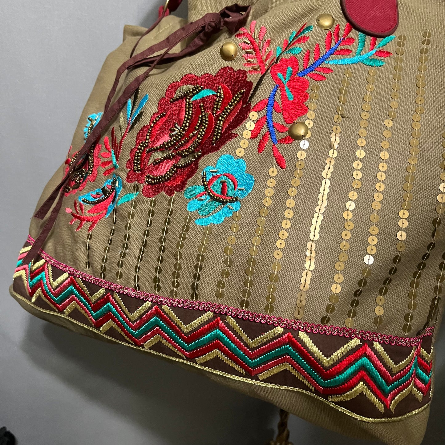 Raga 100% Cotton Embroidered Large Tote Bag-One Size