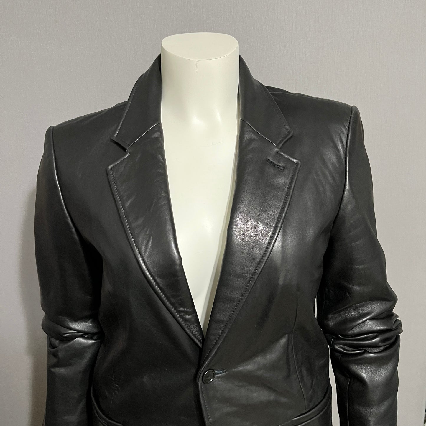 Adriano Goldschmied Black 100% Leather Blazer Jacket Sz-Medium