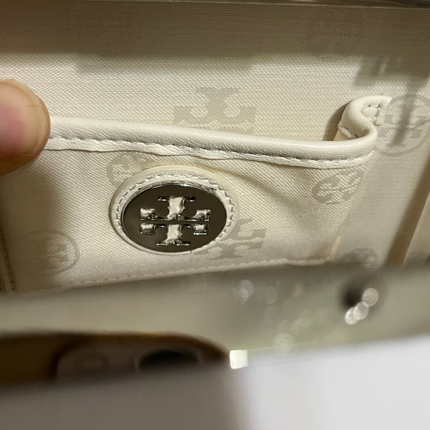 Tory Burch White Acrylic Silver Chain Evening Bag