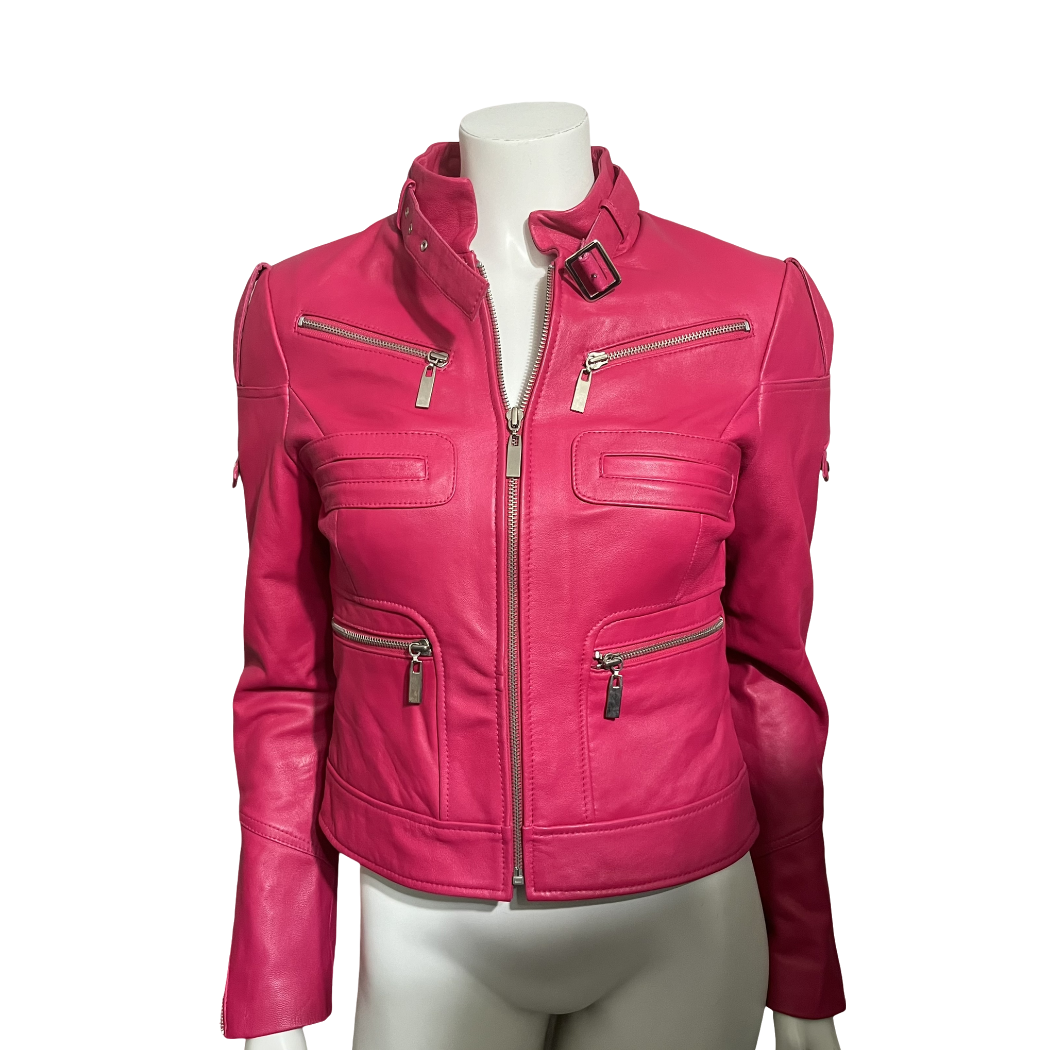Bebe Pink 100% Leather Jacket Sz-Small