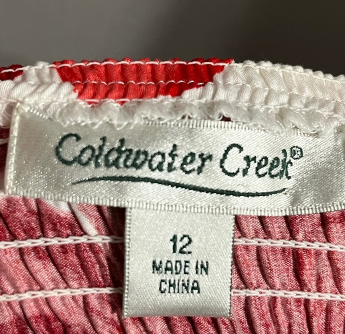 Coldwater Creek 100% Cotton Red & White Floral Spaghetti Dress Sz-12