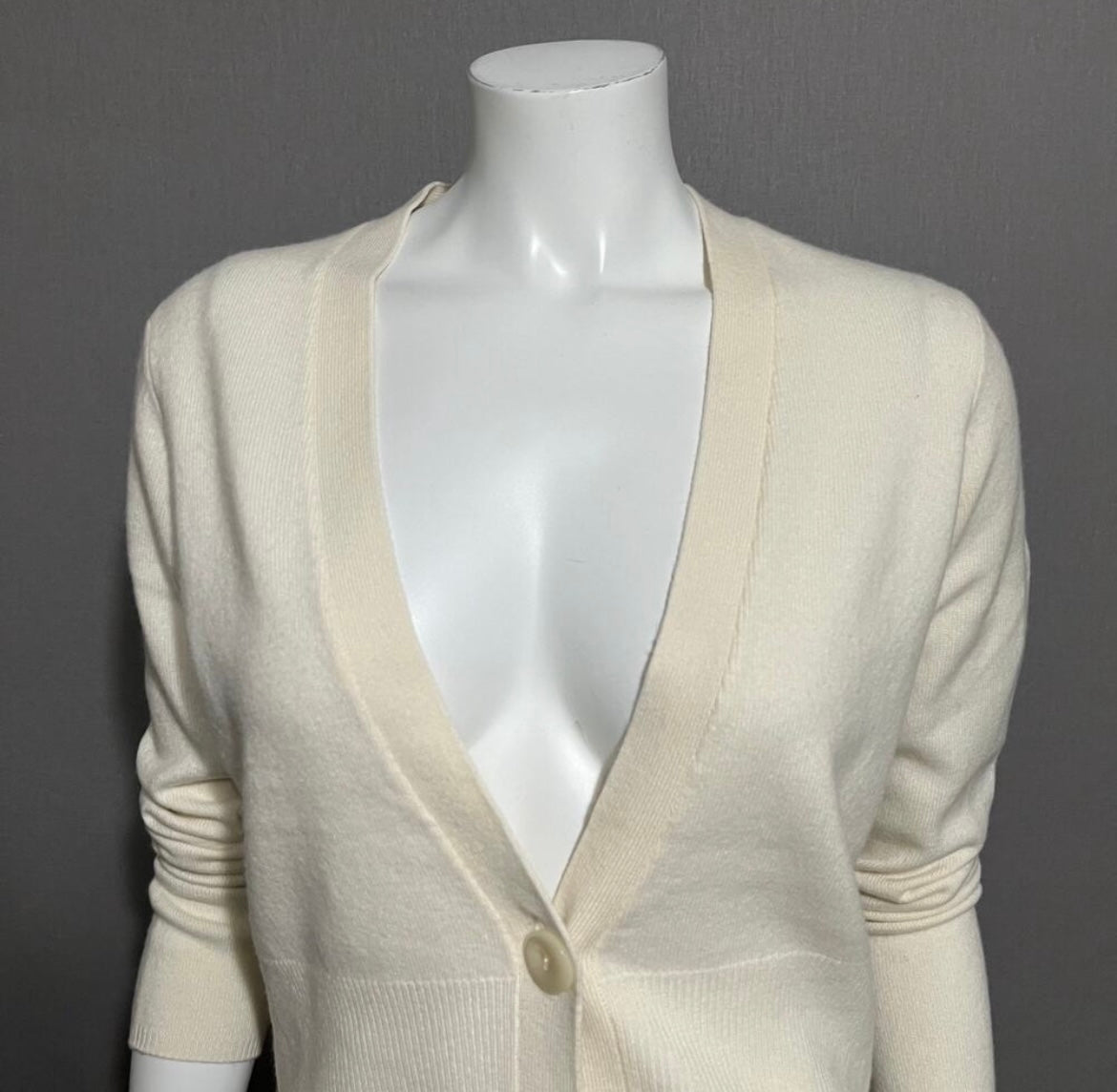 Talbots Cream 100% Cashmere One Button Cardigan Sz-Small Petite