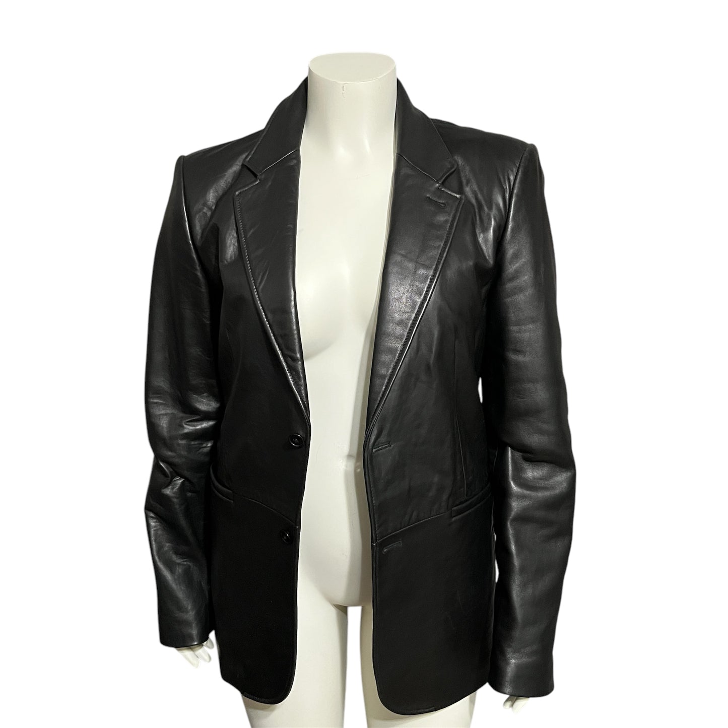 Adriano Goldschmied Black 100% Leather Blazer Jacket Sz-Medium