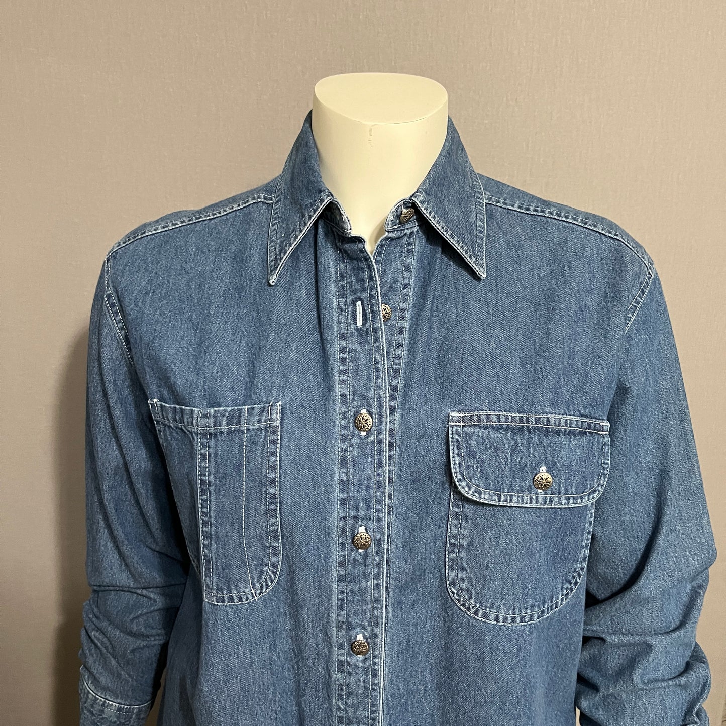 Tapemeasure 100% Cotton Allover Denim Shirt Sz-Medium