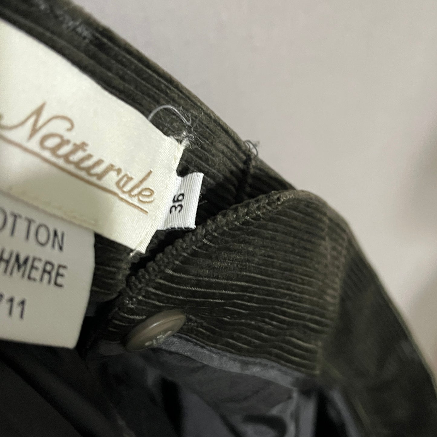 Linea Naturale Cashmere Olive Green Corduroy Pants Unisex Sz-36 or Large