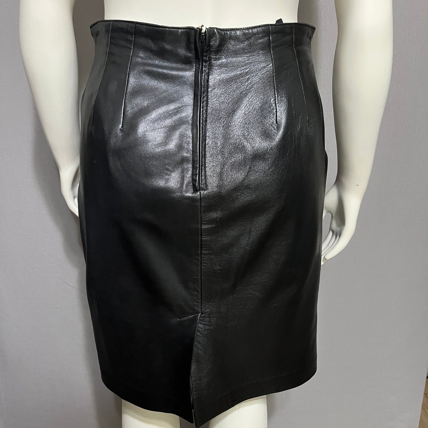 Vintage Lord & Taylor 100% Genuine Leather Pencil Skirt Sz-16