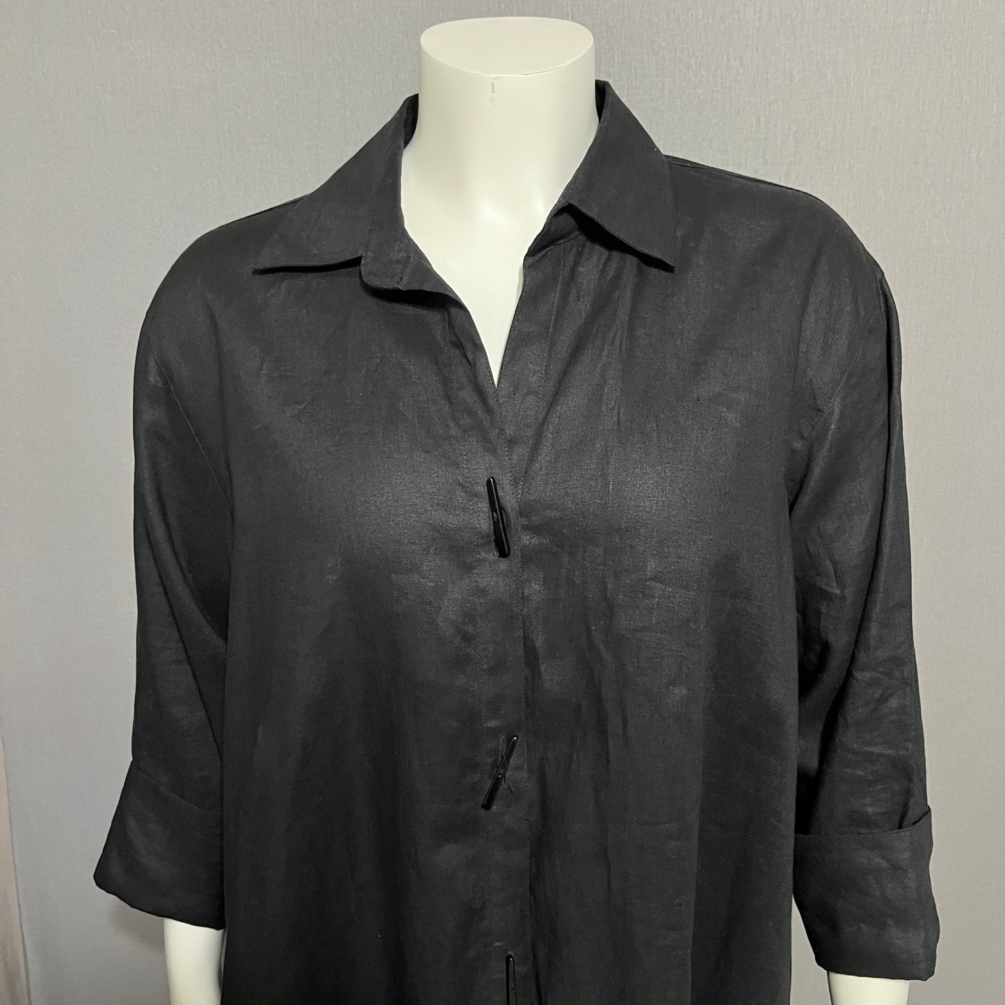 Courtney Washington Black 100% Linen Shirt Sz-XL