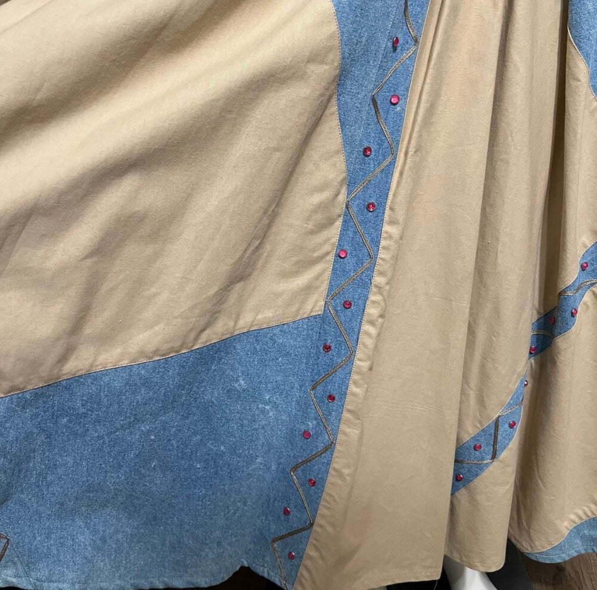 Vintage 80s Suzelle Denim Cotton Tan Pleated Drop Waist Maxi Skirt Sz-12
