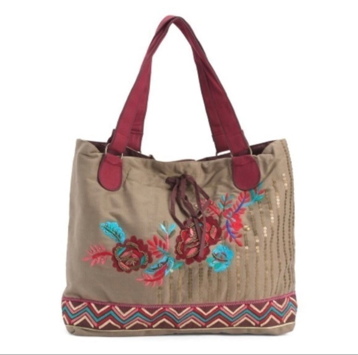 Raga 100% Cotton Embroidered Large Tote Bag-One Size