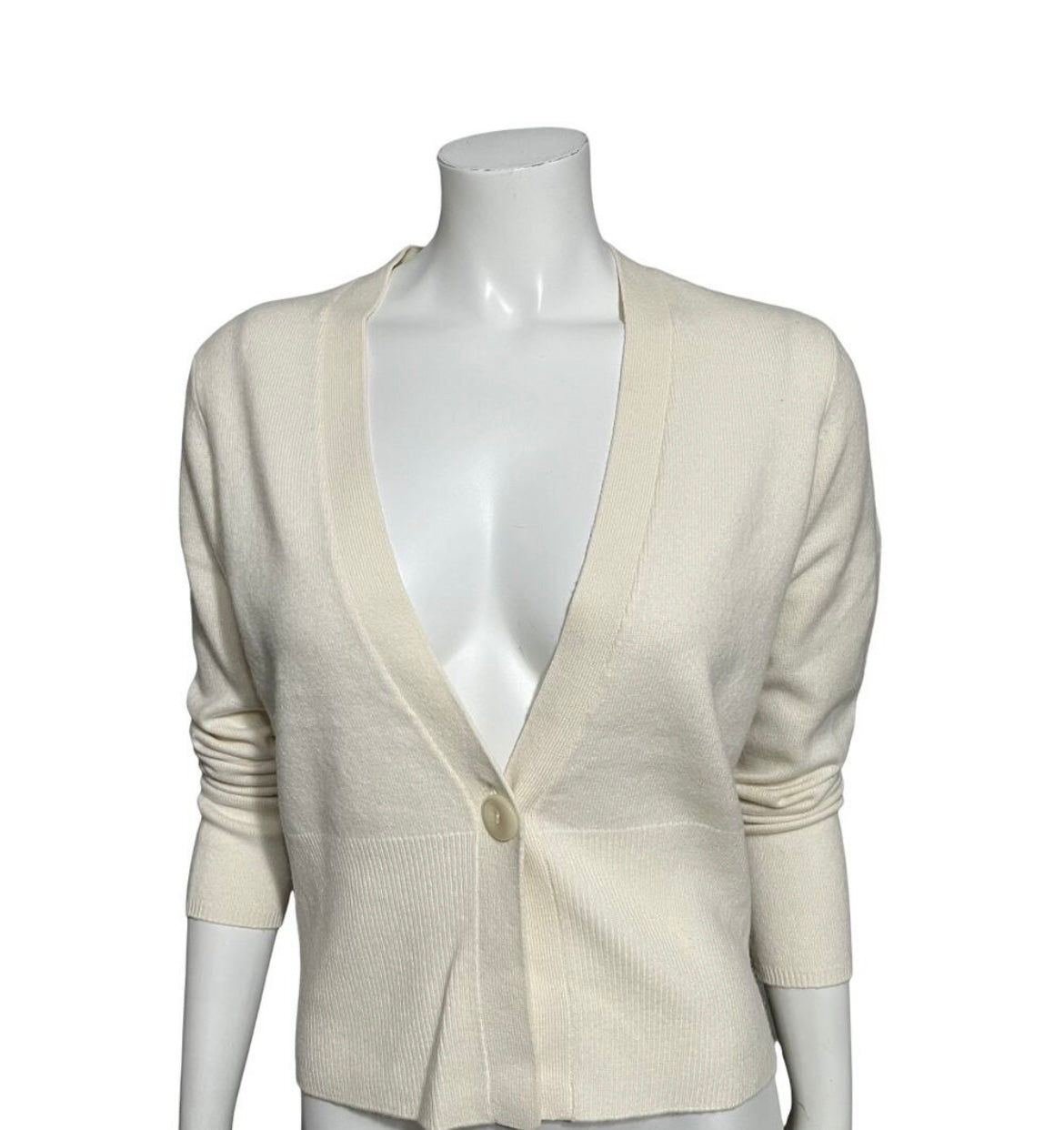Talbots Cream 100% Cashmere One Button Cardigan Sz-Small Petite