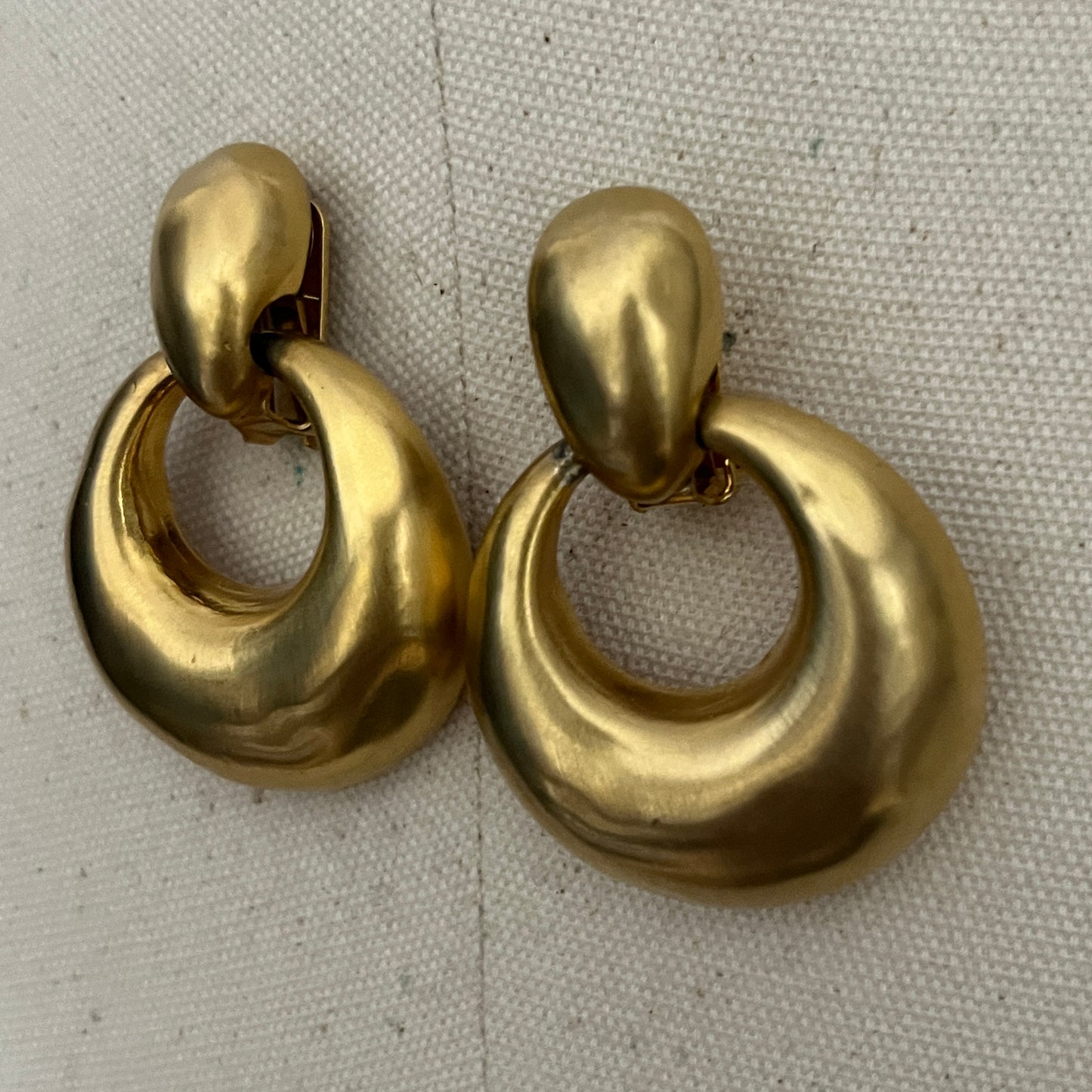 Vintage Gold Brass Hoop Earrings