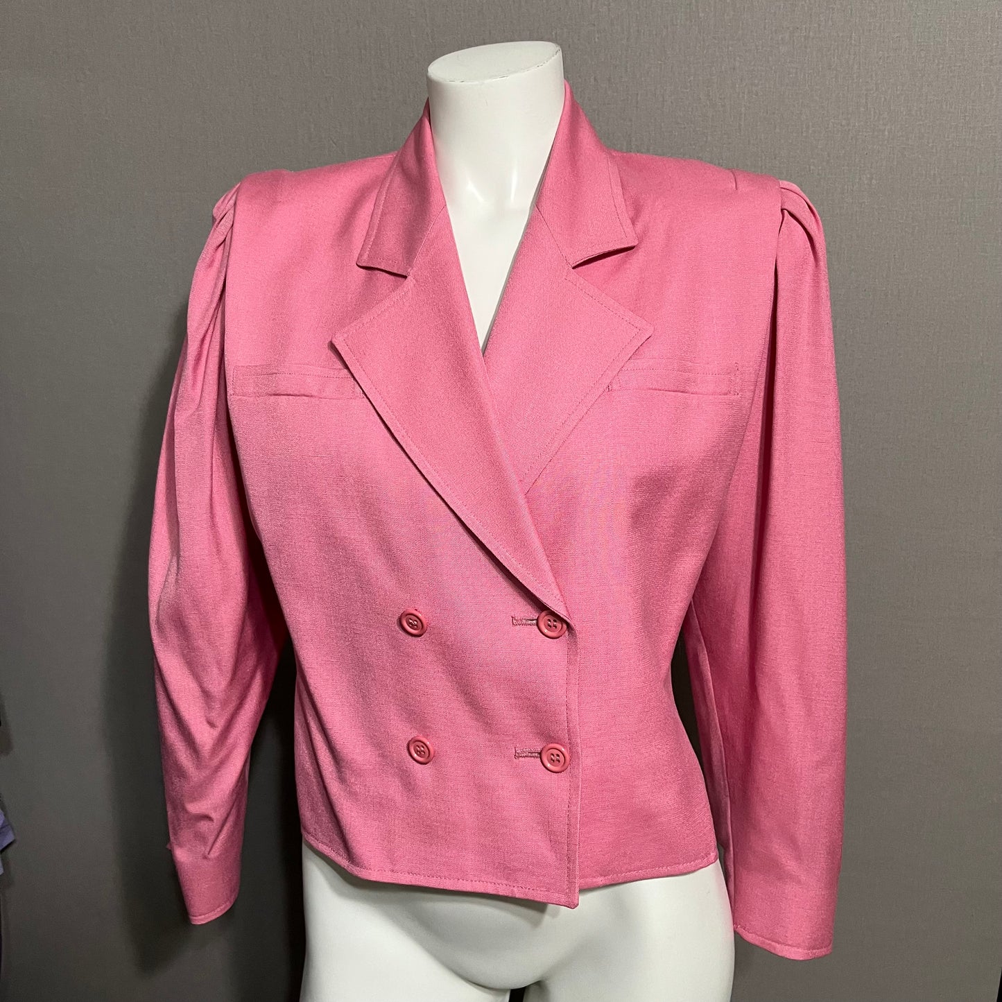 Harve Benard Light Pink 100% Viscose Double Breasted Cropped Jacket Sz-8 Petite