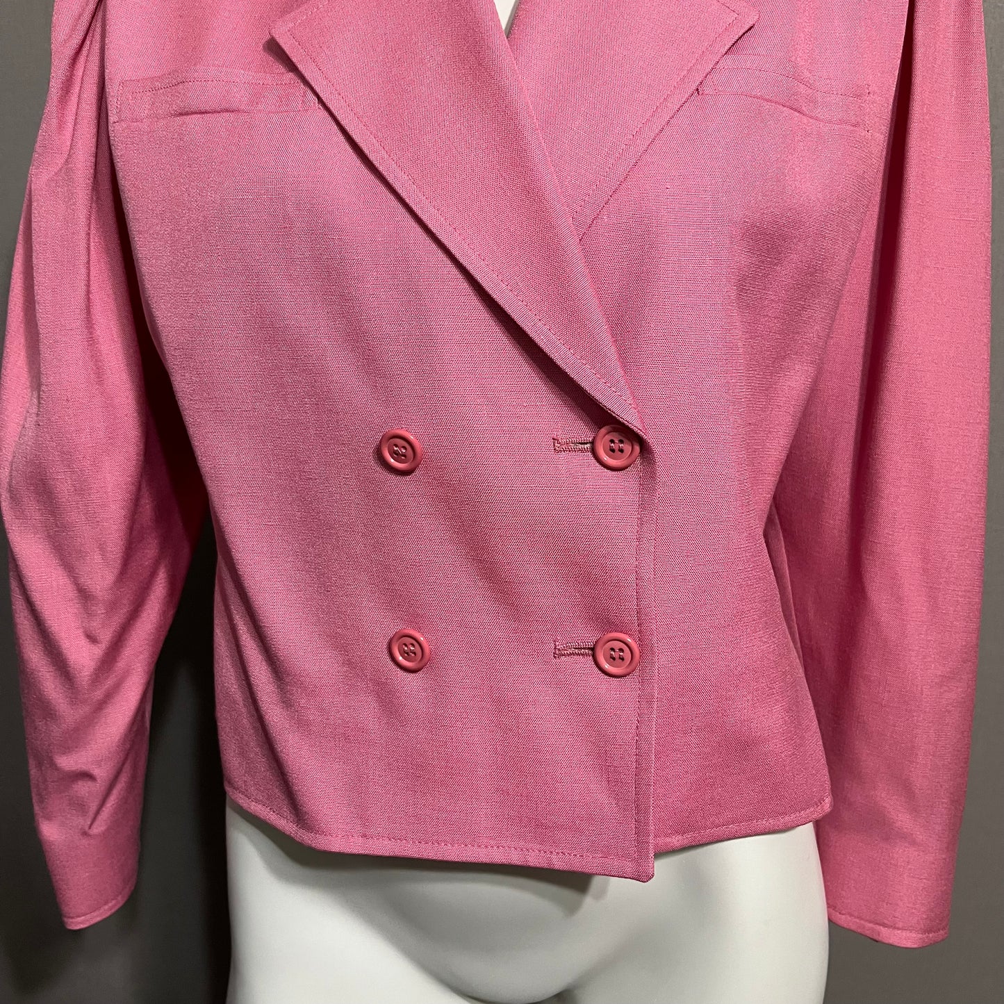 Harve Benard Light Pink 100% Viscose Double Breasted Cropped Jacket Sz-8 Petite
