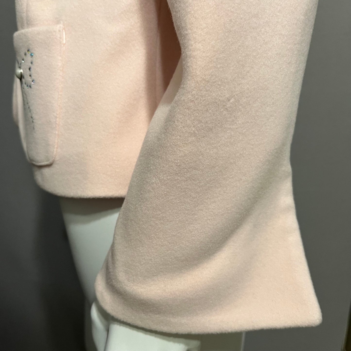 Vintage Fashionista Wool | Cashmere Blend Pink Pearl Blazer Sz-Large