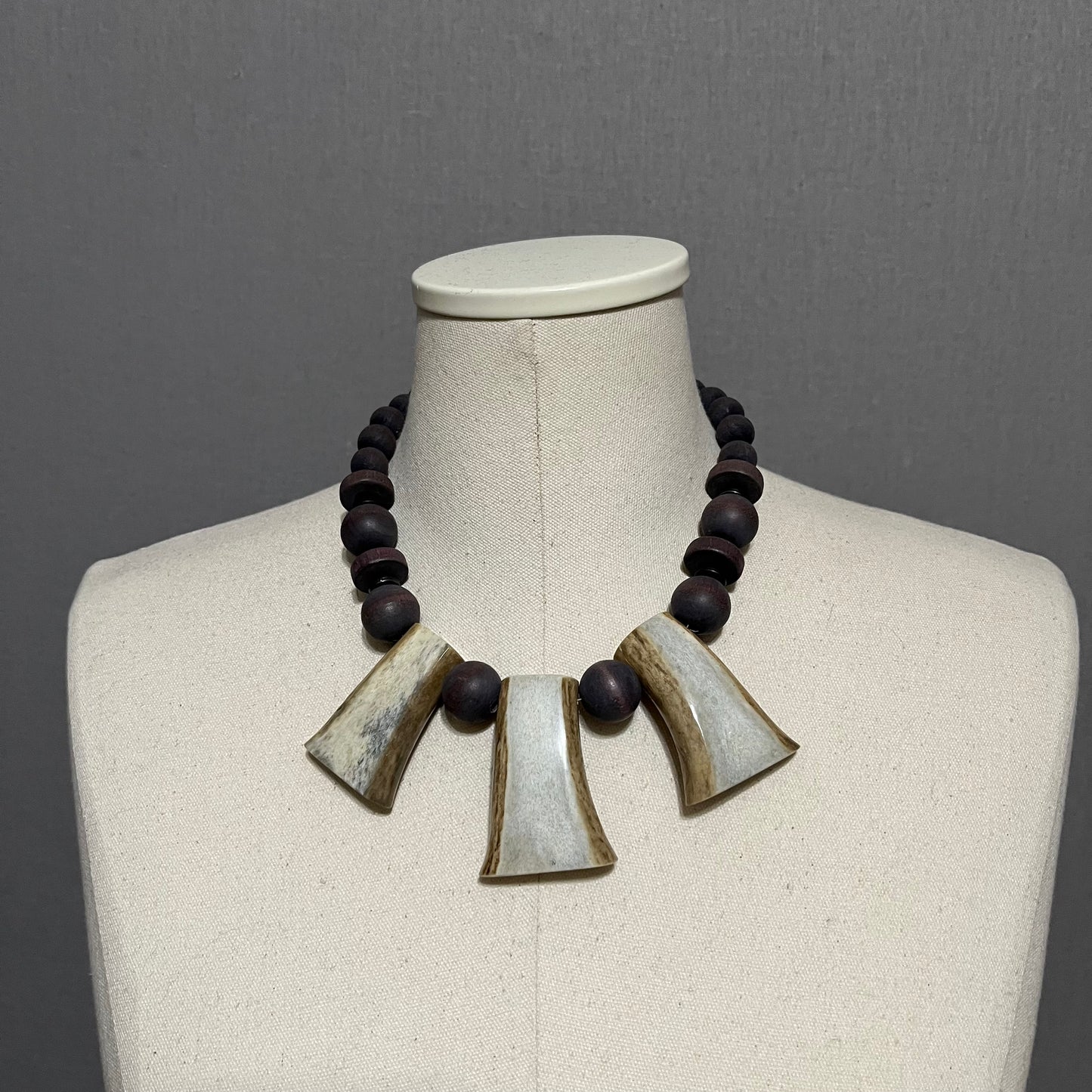Gray & Ivory Unique 3 Statement Beaded Necklace