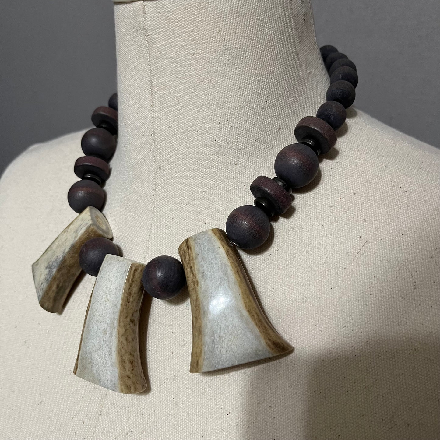 Gray & Ivory Unique 3 Statement Beaded Necklace