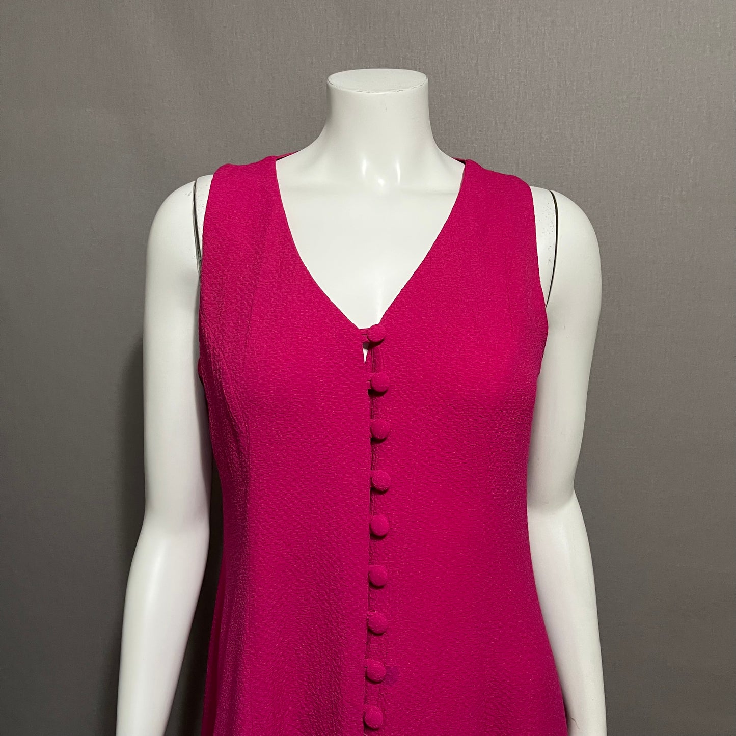 Vintage DJ & Co Fuchsia Pink Textured Sleeveless Maxi Dress Sz-8