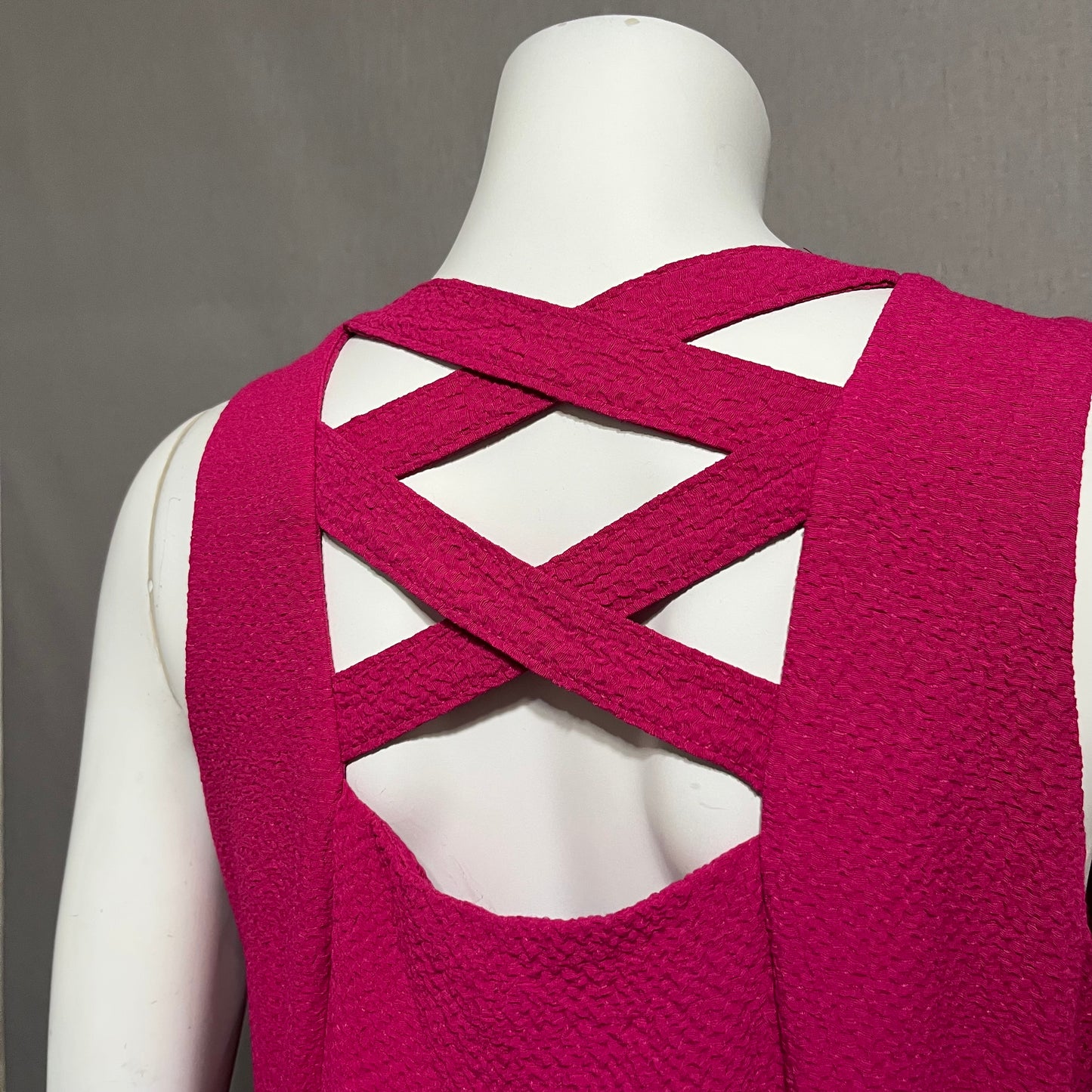 Vintage DJ & Co Fuchsia Pink Textured Sleeveless Maxi Dress Sz-8