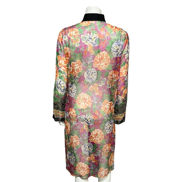 Harari 100% Silk Sheer Floral Duster Sz-Small