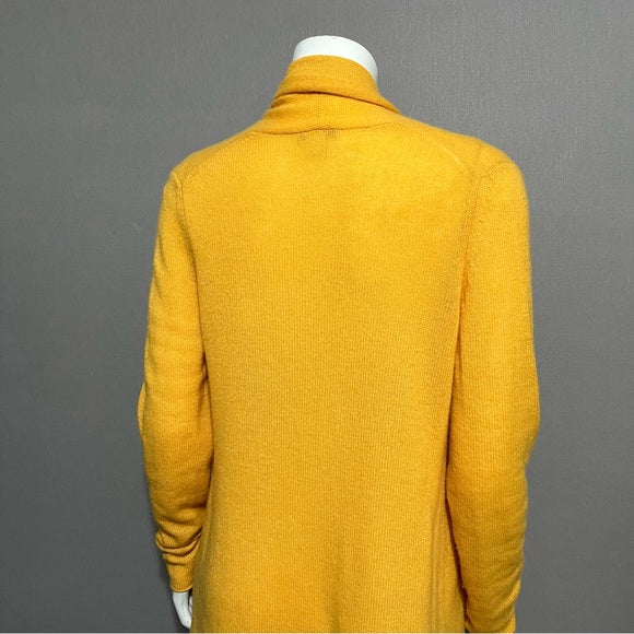 White & Warren Mustard Open Front Cashmere Cardigan Sz-Medium