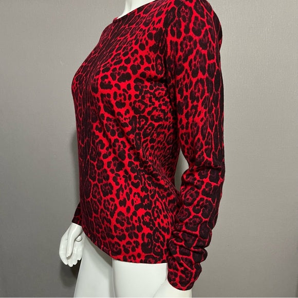 Sofia Cashmere Red Animal Print Sweater Sz/Medium