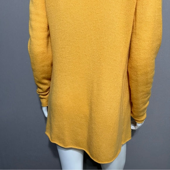 White & Warren Mustard Open Front Cashmere Cardigan Sz-Medium