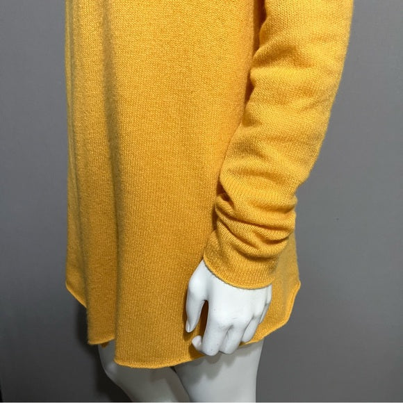 White & Warren Mustard Open Front Cashmere Cardigan Sz-Medium