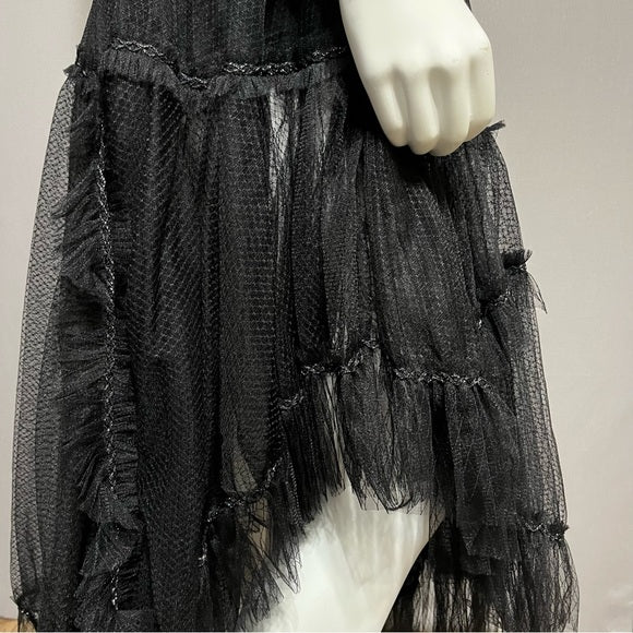 Max Studio Netted Lace Sparkle Flare Holiday Skirt Sz-Medium