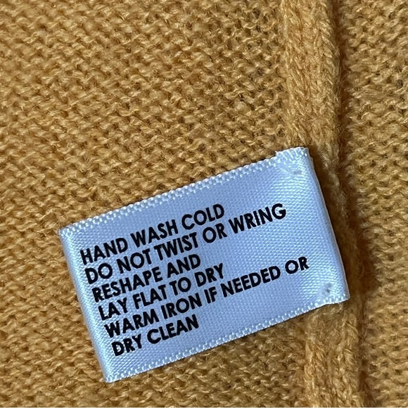 White & Warren Mustard Open Front Cashmere Cardigan Sz-Medium