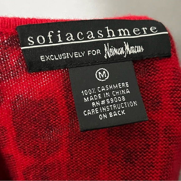 Sofia Cashmere Red Animal Print Sweater Sz/Medium