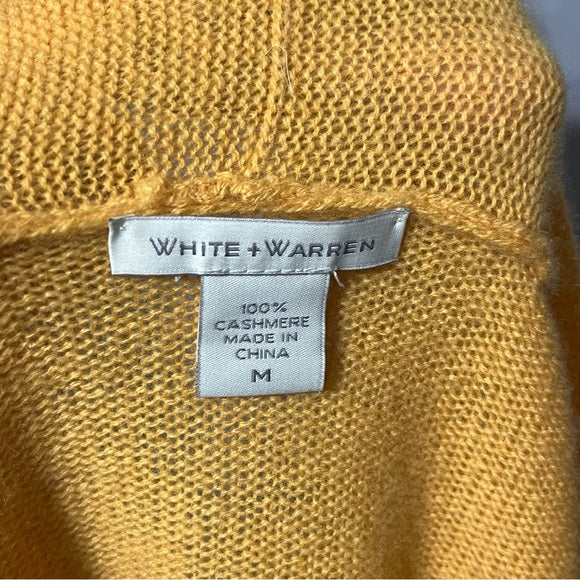 White & Warren Mustard Open Front Cashmere Cardigan Sz-Medium